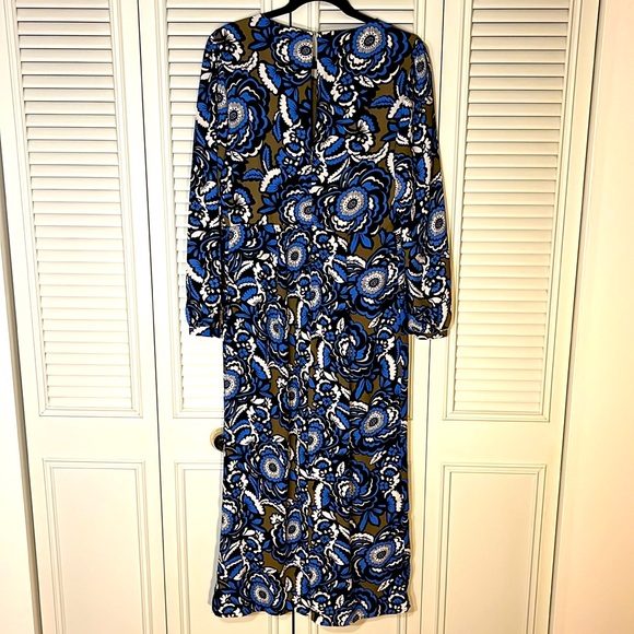 Express Womens Blue Pop Floral Culottes Jumpsuit Mid Calf Long Sleeve - Picture 4 of 16